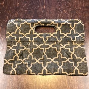 Brown and khaki clutch